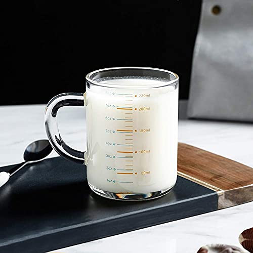 XINCHI Wassergläser 230ml, 7x9.5cm, Borosilikatglas, Messbecher, Schwarz, Bunt, 1er Pack