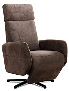 Cavadore TV-Sessel Cobra / Fernsehsessel mit Liegefunktion, Relaxfunktion / Stufenlos manuell verstellbar / Sternfuß, belastbar bis 130 kg / 71 x 110 x 82 / Lederoptik, Braun