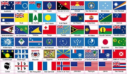 SAFIRMES 54 Ozeanie Länderflaggen-Aufkleber, Vinyl, Mehrfarbig, Glänzend, Outdoor, Flagge, Vorgestanzt, Sticker