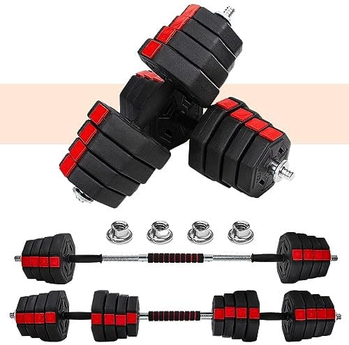 Yes4All Upgraded 15kg 20kg 30kg Paar verstellbare Gewichte Hanteln Set, freie Gewichte Hanteln Set mit Stecker, Zement-Mischung