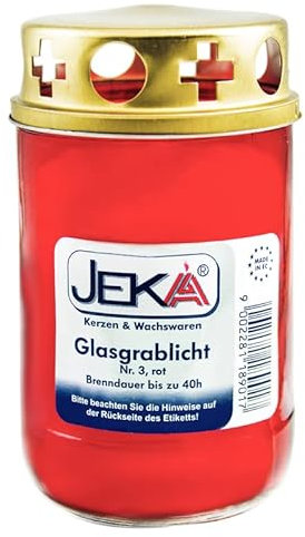 Glasgrablicht mit Deckel | Glasgrabkerze wiederbefüllbar mit Grabkerzen ohne Hülle | Glaslaterne |Grableuchte - Grabkerzennachfüller ohne Hülle | Grabkerze (2x Glas Grablicht Nr. rot)