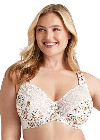 Miss Mary of Sweden Fauna Underwired Bra – Full Cup, Lace & Mesh, Extra Support & Lift Beige