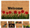 ZENQA Coir Door Mats Outdoor Indoor | Front Door Heavy Duty Doormat Thick Non Slip High Absorbency | Large 100% Natural Coir Dirt Trapper | Entrance Matting (Welcome Roses)