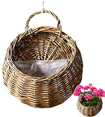 Weidenkorb zum Aufhängen, Pflanzkorb aus Weidengeflecht, Wand-Pflanzkorb, Tür-Blumenkorb, Wanddekoration, Aufbewahrungsbehälter, Bauernhaus-Dekoration