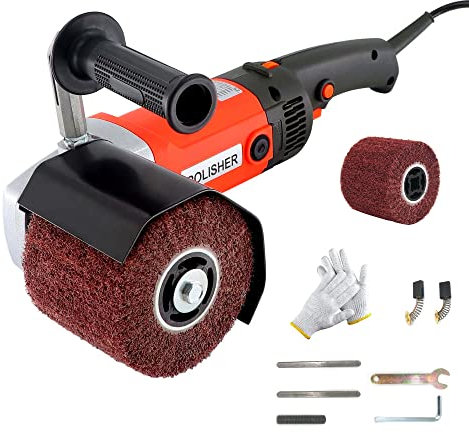 HaTur Burnishing Polishing Machine 1400W Surface Conditioning Tool Handheld Sander Polisher Set with 2 Polishing Wheel for Stainless Steel, Metal, Wood, 8 Variable Speed