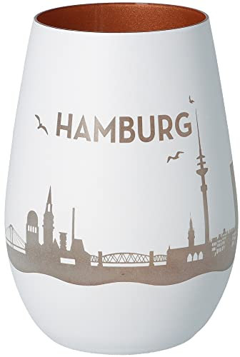 Goodtimes Windlicht Hamburg Skyline Weiß & Bronze