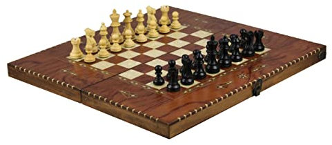 Jeu d'échecs et de backgammon Rural Bois de rose ébène classique Pièces Staunton 50,8 cm