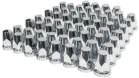 Grandroad auto 60 Pack Flat Top Lug Nut Covers, 33mm by 2-3/4 Thread On Chrome Nut Cover Caps ABS Plastic Anti-Rust Screw-on Lug Nut Covers for Semi Trucks