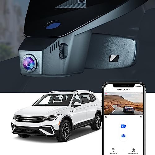 Fitcamx Dashcam 4K Geeignet für VW Tiguan 2016-2024 (HD2-6108), Autokamera 2160P UHD Video WiFi, Parkmonitor, G-Sensor, Loop-Aufnahme, OEM Volkswagen Zubehör, WDR Dash Camera, Plug & Play, 64GB Karte