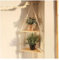 Yurosiay Makramee Wandregal Holz Boho Hängeregal Holz Handgewebte Makramee Schweberegal Natur Baumwollseil Regal Wand Boho Wandbehang Dreiecke Hängeregal für Schlafzimmer 90×32.5cm Beige 1#