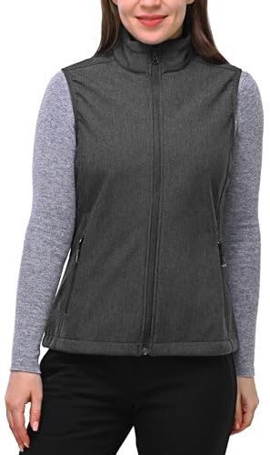 33,000ft Weste Damen Outdoor Leichte Softshell-Weste Ärmellose Jacke Winddichte Fleece Damenweste für Laufen Golf Wandern Dunkelgrau Heidekraut 44