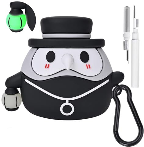 Celeyearnirs Kompatibel mit Airpods 3. Generation, niedliches Gehäuse, leuchtendes mittelalterliches Pestarzt, Anime-Design, kompatibel mit Airpods 3 Hülle 2021, TPU-Silikon-Hülle