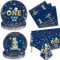 XJLANTTE Mr Onederful Decoraciones de cumpleaños – Platos de cumpleaños, servilletas y mantel de color azul dorado, decoración de primer cumpleaños, vajilla para baby shower