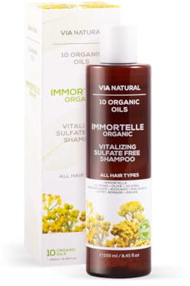 biofresh cosmetics Via Natural Immortelle shampoo mit 10 Bio-Öle für Haare - herren & damen, alle Haartypen, haarpflege, Vitalisierendes Shampoo, sulfatfrei, vegan 250ml