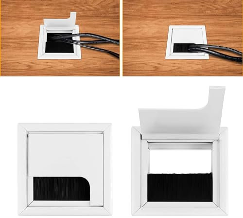 Evotrade Pasacables para escritorio de aluminio cuadrado o rectangular para casa, oficina, dormitorio, salón, estudio o escuela, organizador cables ordenador (80 x 80 mm)