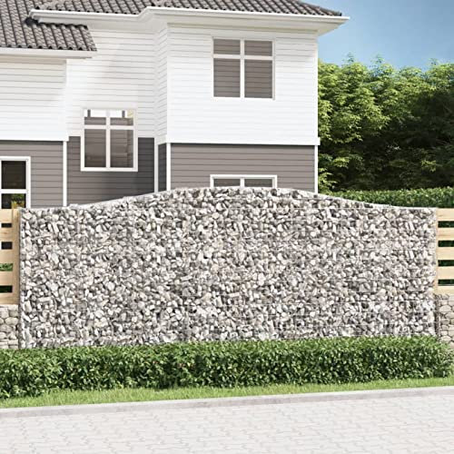 CIADAZ Gabione mit Hochbogen, Gabionen Zaun, Steinkorb Garten, Gabionenkörbe, Gabionen Gitter, Dekorative Zã¤UNE, 400x50x160/180 cm Verzinktes Eisen