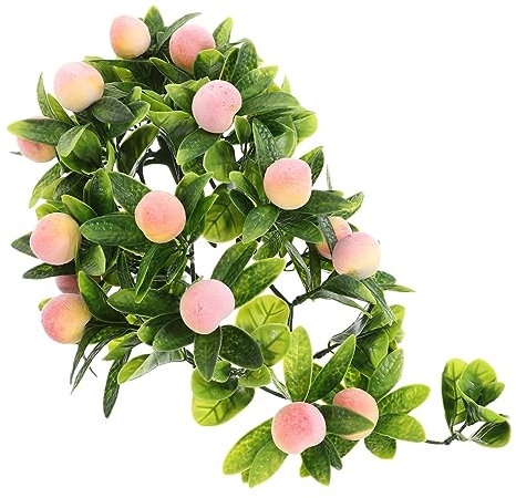 Cabilock Simulierte Obst-hängeornamente Künstliche Obstpflanzen Pfirsich-swag-Girlande Äpfel-swag-Kranz Hängende Weingirlande Weihnachts-türkranz Aufhänger Künstliche Früchte Plastik