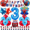 Spider Luftballon Geburtstag Deko 3 Jahre Jungen- Spider Girlande Geburtstagsdeko 3 Jahr Spider Ballon Deko 3. Geburtstag Folienballons Happy Birthday Banner Tortendeko für Kindergeburtstag Party Deko