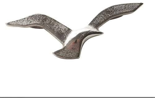 RiloStore Möwe 34cm breit silber farben Aluminium Wanddekoration b012 Wanddeko Möwen Vögel Wandobjekt Vogel-Skulpturen Wandbild Dekovögel Metallvögel
