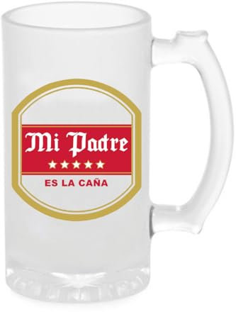 Genérico Jarra de Cerveza Personalizada Mi Padre es la Caña Cristal Esmerilado Mate 500 ml Regalo Papá Día del Padre
