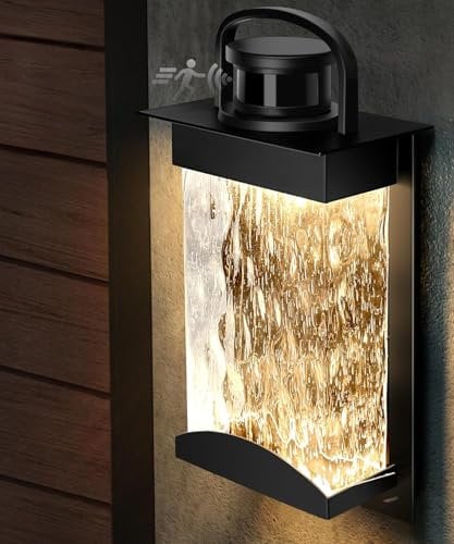 Lamomo Outdoor Wall Lights, Security Motion Sensor Lights Outdoor with LED Integrated, 1200 Lumen Dusk Till Dawn Outside for Porch, 13W, Modern, Black, Energy Saving