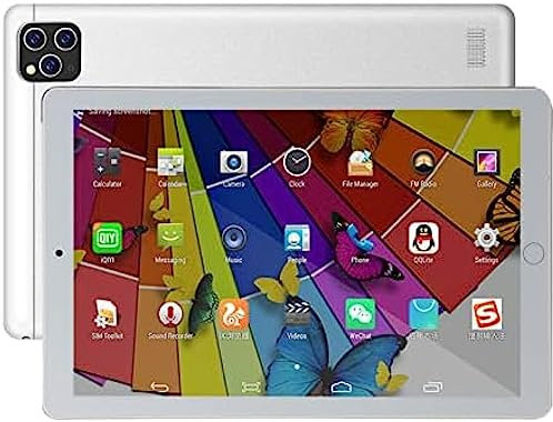 Android Tablet 10 Inch, 3G/4G Phone Tablets With Dual SIM Card Slots, Quad-Core Processor, HD Touchscreen, WiFi, Bluetooth, GPS,White