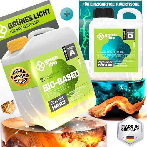 epoxid1® Epoxidharz mit Härter Green Line Allrounder 2,1kg | glasklar & blasenfrei | ideal zum Basteln & Gießen von Resin Art | Kunstharz Set für Anfänger & Profis