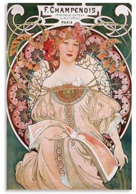 Generisch Alphonse Mucha Jugendstil-Druck Réverie 1897 – Poster, Leinwand, Malerei, Wandkunst, dekoratives Bild, Drucke, moderne Dekoration, 20 x 30 cm