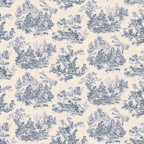 Toile De Jouy Navy Wallpaper - Animal Print Farmland Classic Vintage Traditional - Stylish Feature Wall