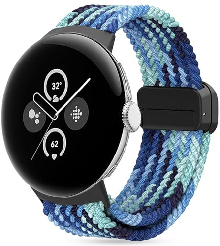 Songsier Armband für Google Pixel Watch 2,Google Pixel Watch-Armband/Google Watch 2-Armband,Nylon-Elastikbander, Kompatibel mit, Magnetische Schnalle, Elastische Verstellbare Bander, Ersatz-Armbander