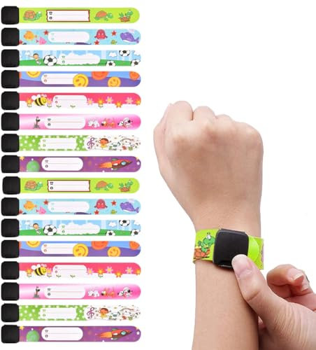 16 Stück Notfall-Armband für Kinder, Kinder Sicherheits Armband, Anti Verlust Sicherheits ID Bander Wiederverwendbare SOS Armband Verstellbar Wasserdicht für Kleinkinder