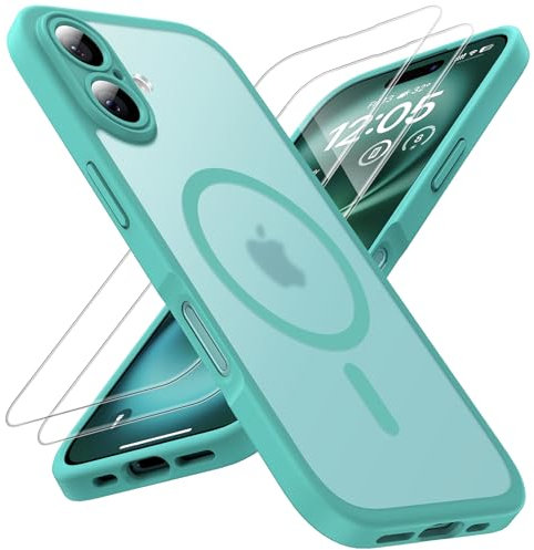 TOCOL Magnetic for iPhone 16 Plus Case 6.7-Inch, Fit for MagSafe, Upgraded [Full Camera Protection], [14FT Military Grade Drop Tested] Shockproof Slim Translucent Matte Back Phone Cover (Teal)