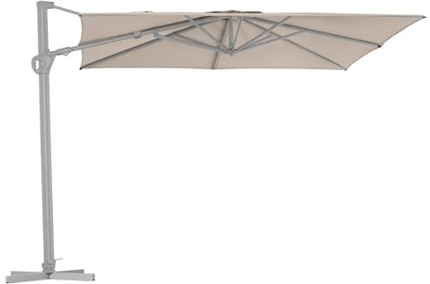 OUTLIV. Ampelschirm Saint-Tropez 300x300cm, Aluminium, O'bravia Bezug, UV-beständig, 360° drehbar, neigbar, pulverbeschichtet, champagner, silber