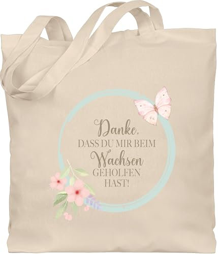 Shirtracer Baumwolltasche - Erzieher - Taschen - Danke dass du mir beim wachsen geholfen hast | Kita Abschiedsgeschenk | Kindergarten Abschied Geschenk | Tagesmutter Abschied - Unisize - Naturweiß