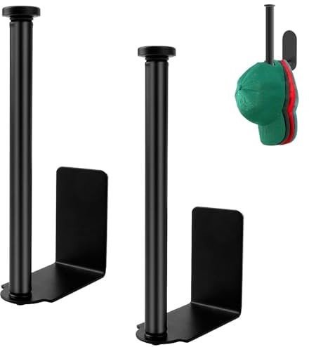 WNXBFO Self Adhesive Hat Hooks 2 Pcs Wall Mounted Hat Rack, Hat Storage, Wall Mounted Hat Rack, Metal Wall Hat Rack Hat Hanger, No Drilling Cap Hooks Cap Holder Stand for Door Close Bedroom