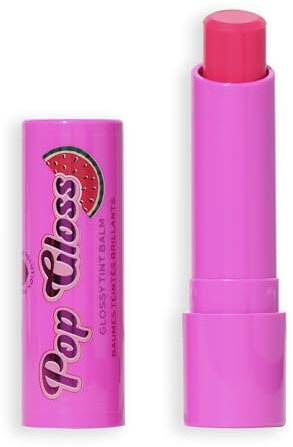 I Heart Revolution Pop Gloss Balm, Hydrating Lip Balm With Glossy Finish & Hint Of Colour, Vegan & Cruelty-Free, Watermelon Pink