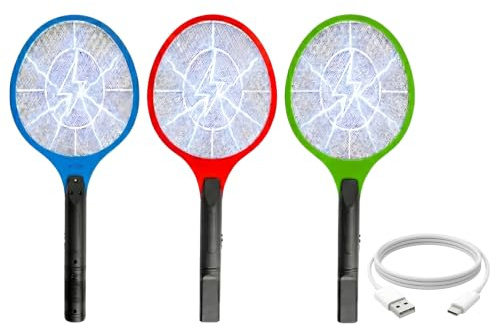 49cm Electric Mosquito Swatter - Fly Zapper Racket - Fly Killer Racket - Bug Zapper, USB Rechargeable - Insect Killer Catcher for Idoor/Outdoor,Home, Camping Pest