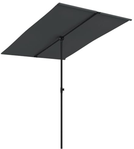 Sombrilla con mástil de aluminio 2 x 1,5 m, color negro, 47342, Negro
