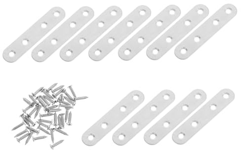 OKUMEYR Edelstahl L-förmiger Eckverbindungswinkel 75x17x1,8mm Stabile Möbelhalterung mit Schrauben für Möbelbefestigung und Wiederverwendbare Montage Silber 10 Stück