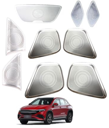 DSUTMLE Lautsprecher Gitter Abdeckung für GLA EQA H247 2020-2024 Masche Dekorativ Kreis Schutz Auto Audio Dekorative Zubehör,Horn-cover-9pcs