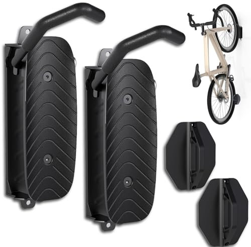 FumyFumy Fahrrad Wandhalterung Vertikal, Fahrradaufhängung Wand Schwenkbare Fahrradhalter, Fahrrad Halterungen für die Garage - MTB & Rennrad (Schwarz 2Packung)
