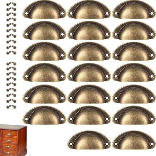 Culp Vintage Möbel-Griffe – Set mit 20 Muschelgriffen für Apothekerschränke und mehr – Robuste Eisen-Muschelgriffe im antiken Stil