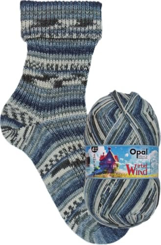 Opal Wirbelwind 4-fache Sockenwolle, 75% Schurwolle, 25% Polyamid, 425 m/100 g, Nadelstärke 2-3 mm (11475 lachender Wind)