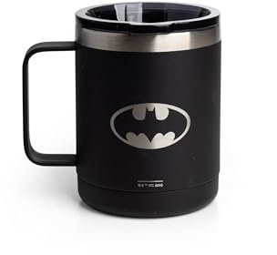 Smartshake Bohtal Insulated Coffee Mug 12 oz, Double Wall Vacuum Insulated Mug with Lid, Leakproof BPA-Free Stainless Steel Coffee Cup, Travel Mug for Hot & Cold Beverages (Batman)