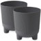 PECZEKO Macetero mate, maceta con patas, maceta decorativa para plantas grandes y pequeñas, juego de 2 macetas, macetero para hierbas (2 unidades), color antracita, diámetro de 16 cm