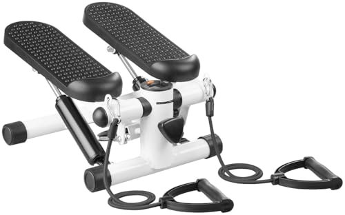 PEARL Sports Heimtrainer: Mini-Stepper mit Computer, Display, Widerstandsbändern, max. 100 kg (Stepper für Fitnessübung, Fitnesstrainer, Bauchtrainer)