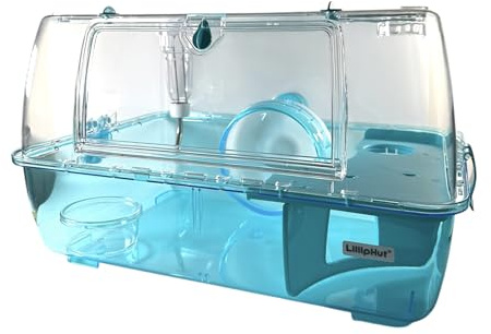 LillipHut Hamster Cage – Small Animal Habitat with Accessories, Durable and Compact Design for Hamsters, Gerbils, and Small Pets (Blue, Roomy)