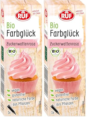 RUF Bio Lebensmittelfarbe Zuckerwatten-Rosa, mit Agavendicksaft zum Einfärben von Glasuren & für ausgefallene Torten, glutenfrei & vegan, 1 x 25g (Packung mit 2)