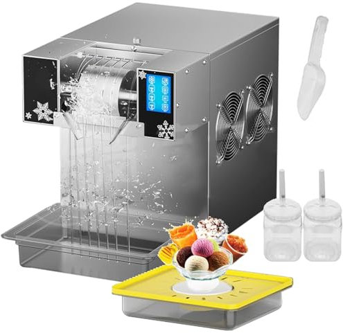 120KG/24H Snowflake Ice Maker, Tritaghiaccio Rotante, Tritaghiaccio Portatile per Cocktail da Bar/Latte, Macchina per Coni di Neve Elettrica da Tavolo, Giradischi Elettrico,A