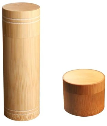 getuse 2 botes redondos de té de bambú con tapa, caja de té matcha, almacenamiento de granos de café y especias, recipiente de cocina ecológico